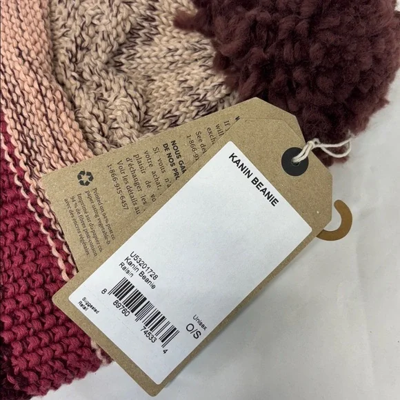 PranaKanin Beanie raisin one size fits all knitted tassel stocking hat